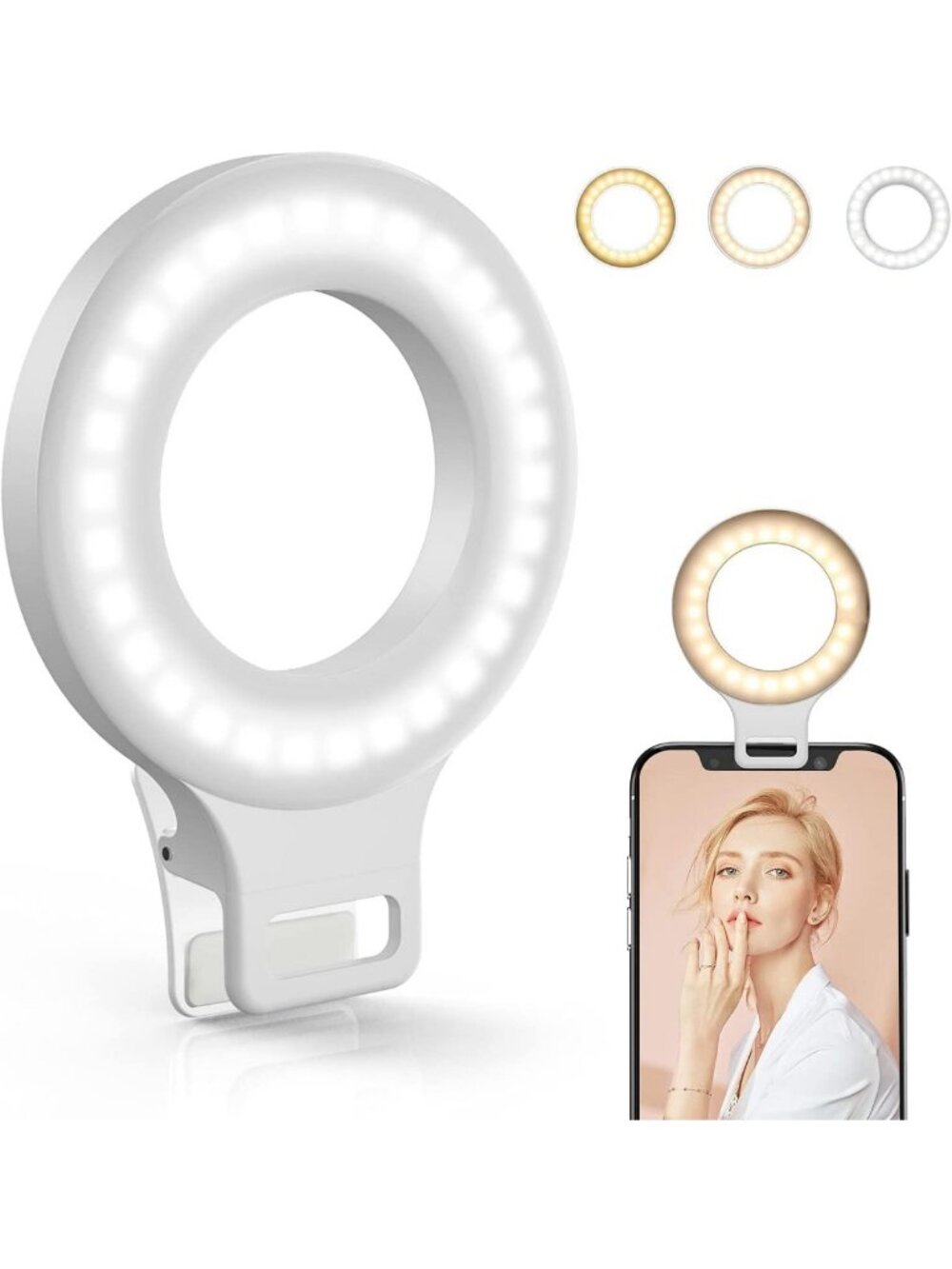 Rechargeable Clip-On Ring Light with 60 LEDs for Phone, Laptop & Tablet - 5